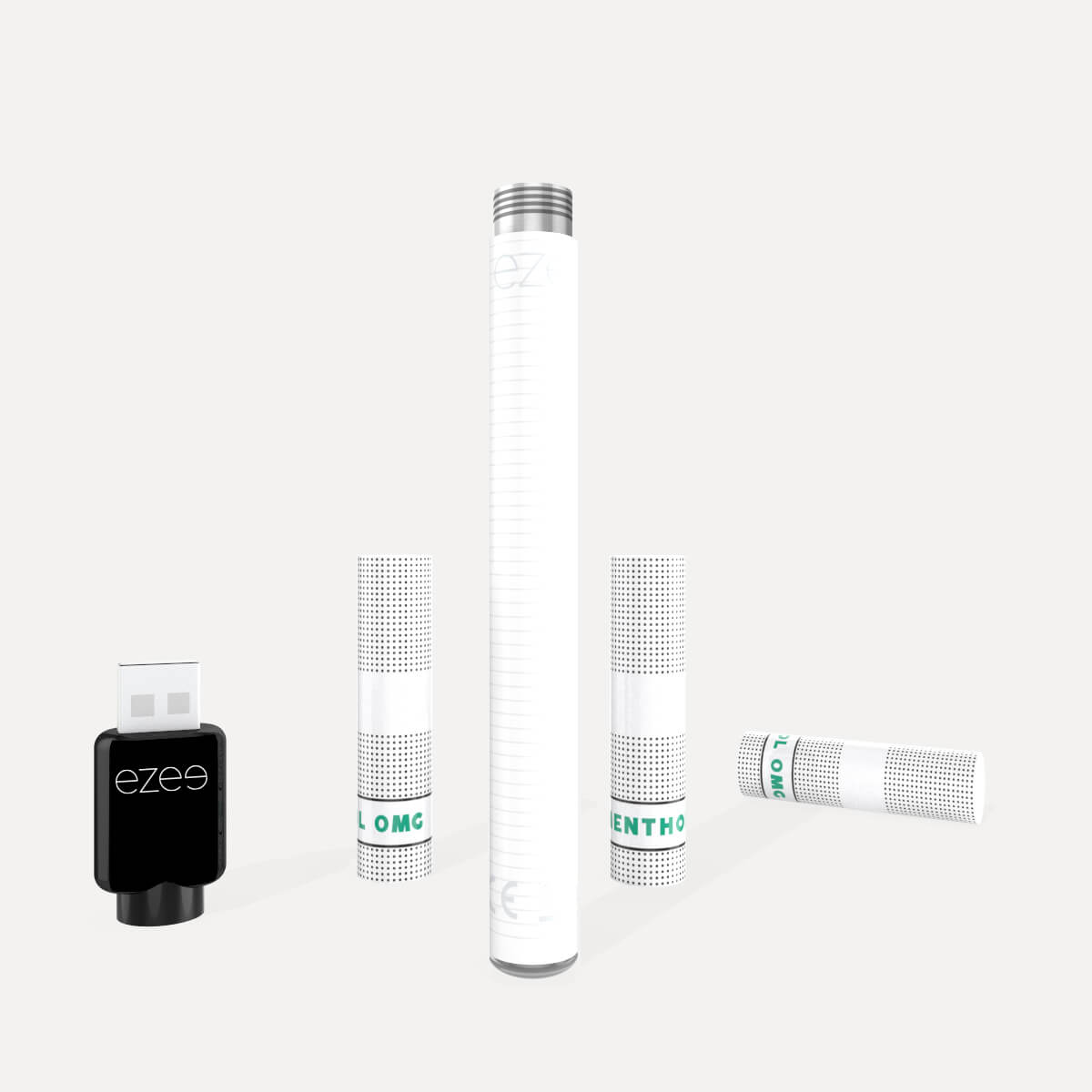 Ezee laddningsbar vape startkit Vit - Mentol 0mg