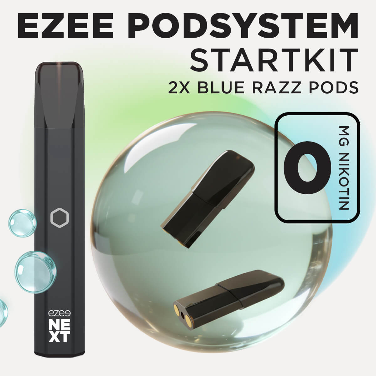 Ezee Next Pod Startkit Svart - Blue Razz Ice 0mg