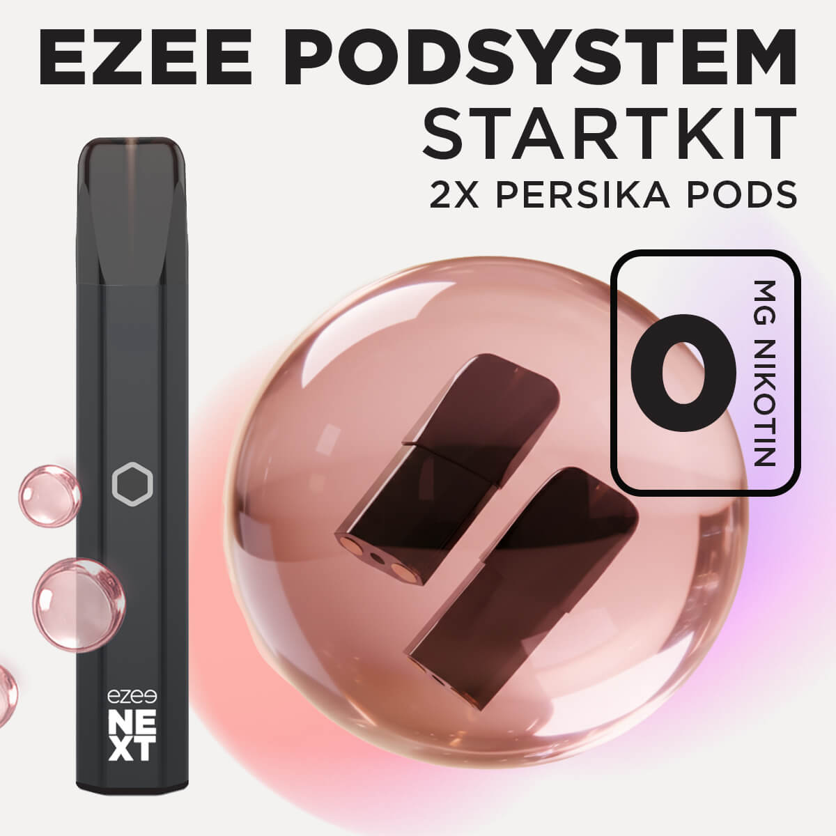 Ezee Next Pod Startkit Svart - Persika Ice 0mg