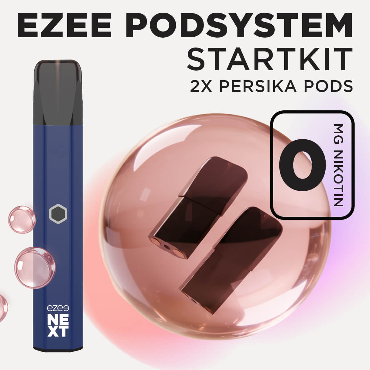 Ezee Next Pod Startkit Blå - Persika Ice 0mg