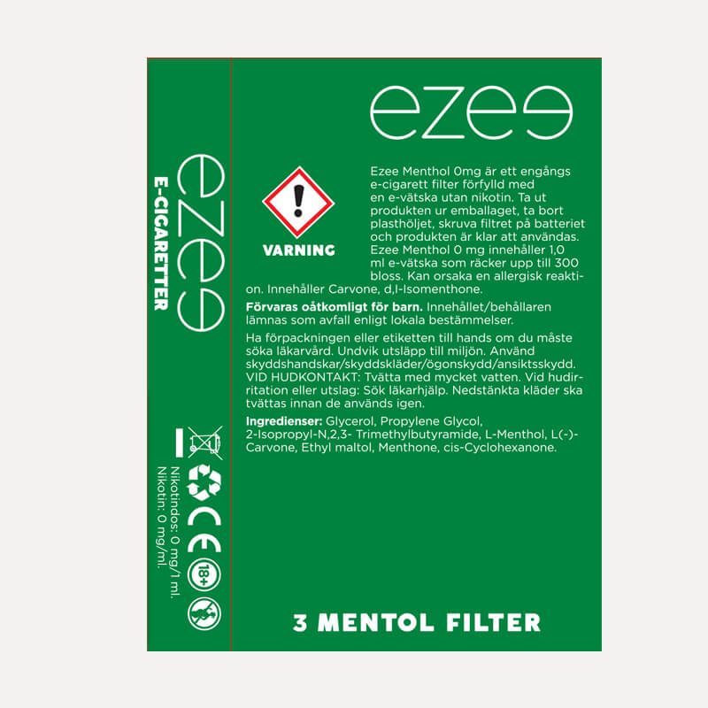 Ezee Filter Mentol 0mg/ml - (x3)