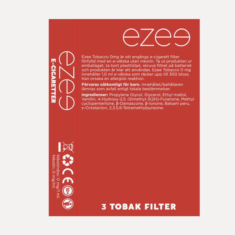 Ezee Filter Tobak Nikotinfri 3 st