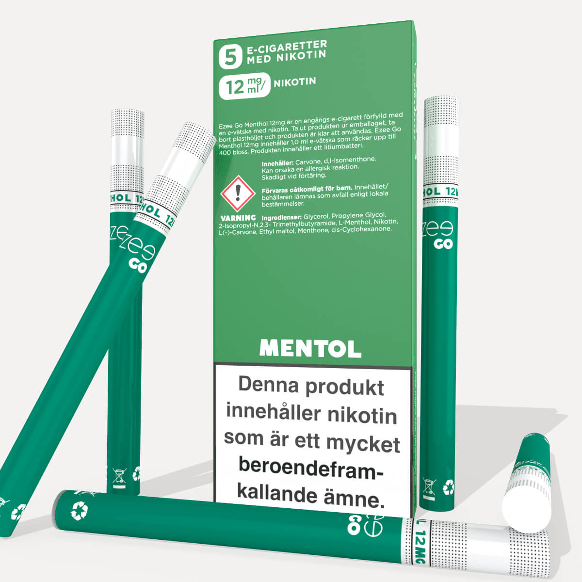 Ezee Go Engångs Vape Mentol 12mg/ml - 5 Styck