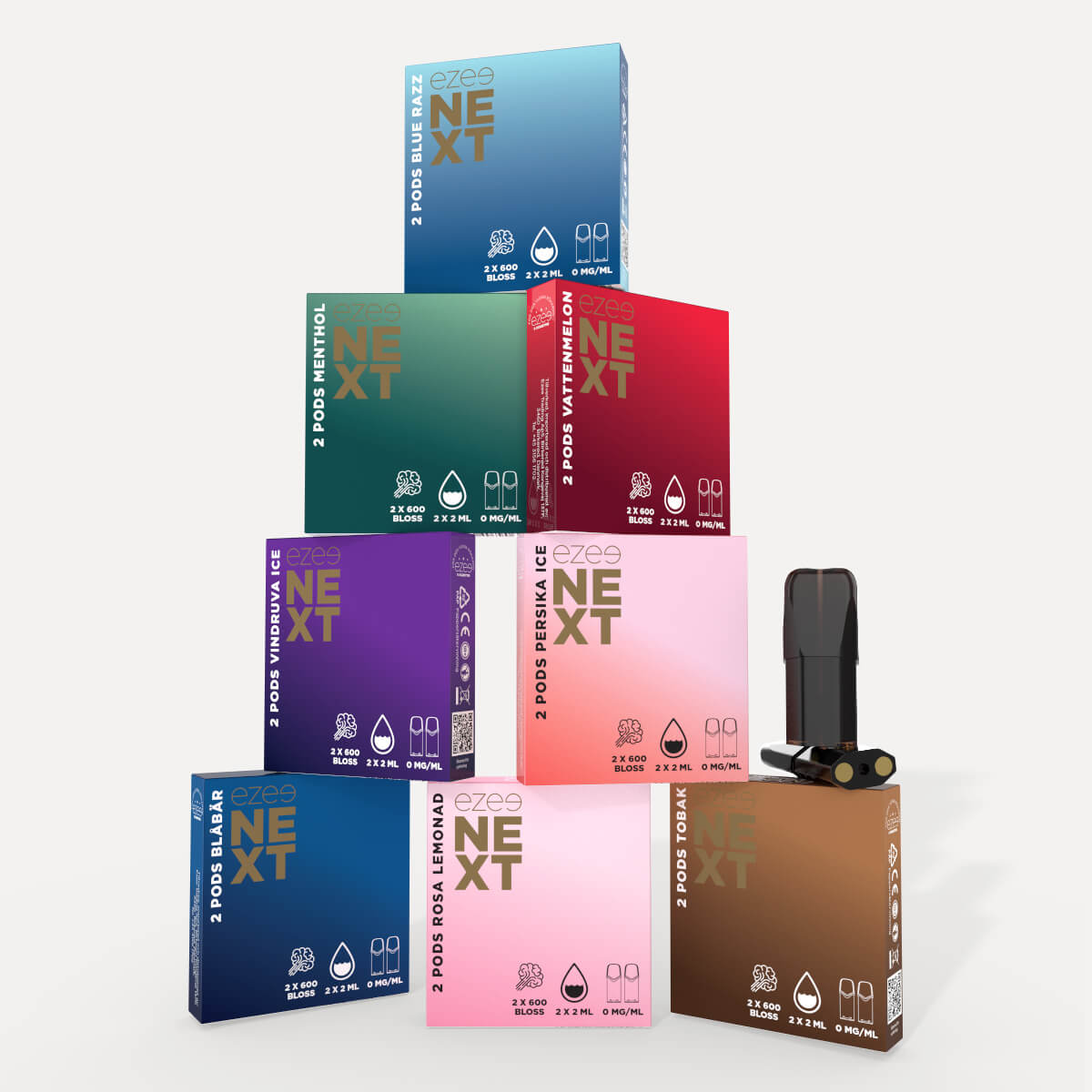 Ezee Engångs Pod Smakpaket Nikotinfri 8x2 st.