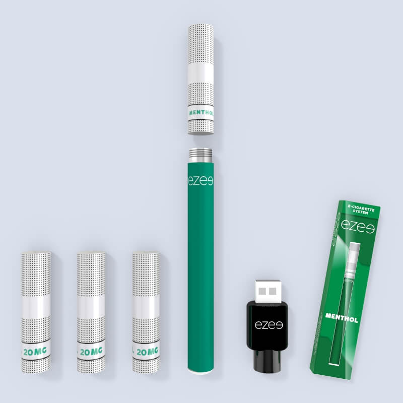 ezee e-cigarett startpaket mentol 20mg nikotin 3 filter uppladdningsbart batteri