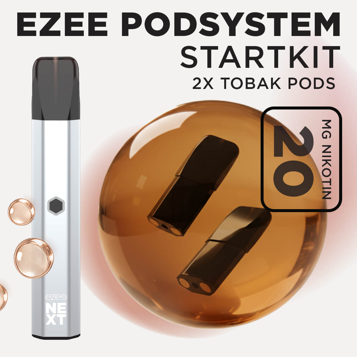 Ezee Next Pod Startkit Silver - Tobak 20mg