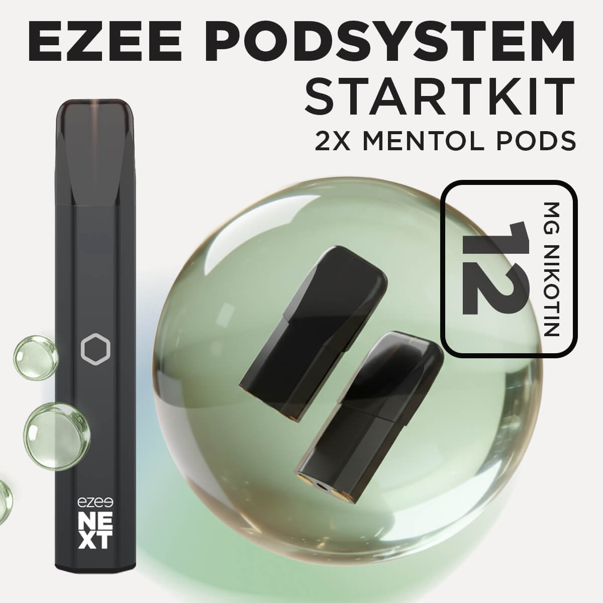 Ezee Next Pod Startkit Svart - Mentol 12mg