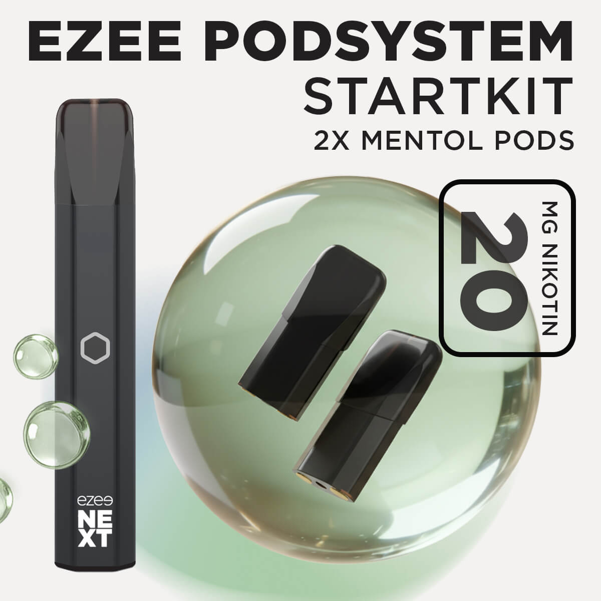 Ezee Next Pod Startkit Svart - Mentol 20mg