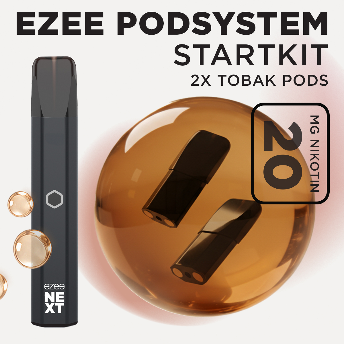 Ezee Next Pod Startkit Svart - Tobak 20mg